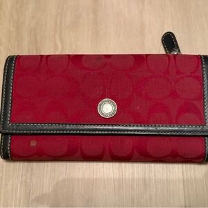 Coach Signature Red and Black Wallet